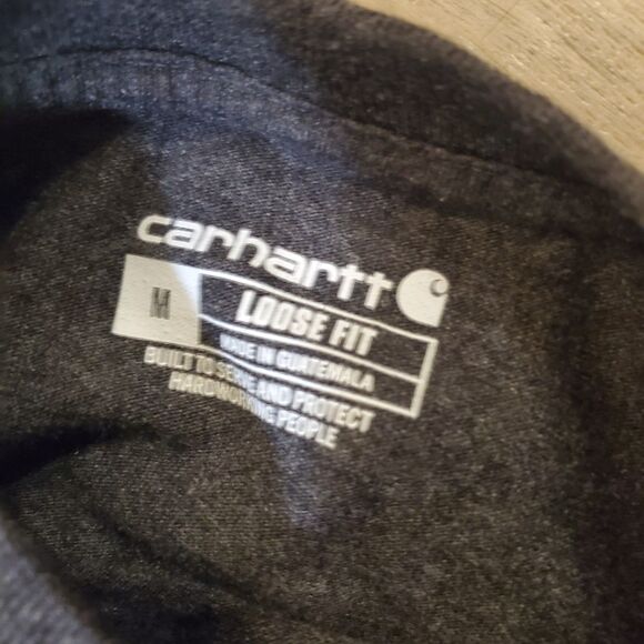 Carhartt Mens M Long Sleeve Gray With Orange Logo Sleeve Loose Fit Street Work - Picture 4 of 4